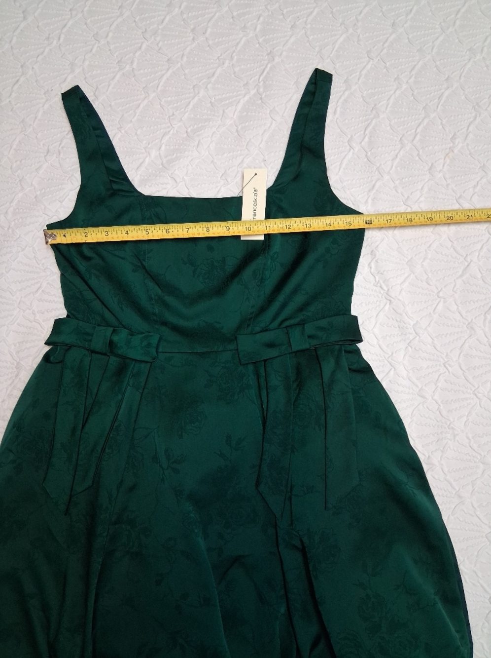 Francesca's Collections Dark Emerald Floral Jacquard Mini Dress Size S - Picture 16 of 17